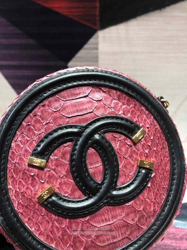 Chanel女包 A81599 香奈兒鏈子斜跨包 蟒蛇皮 羊皮革 彩繪Chanel圓餅包  djc3785